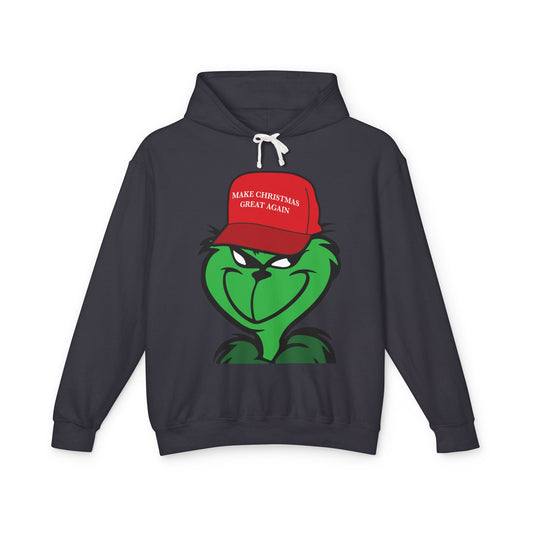 Christmas Grinch Lightweight Hoodie Sweatshirt - Make Christmas Great Again